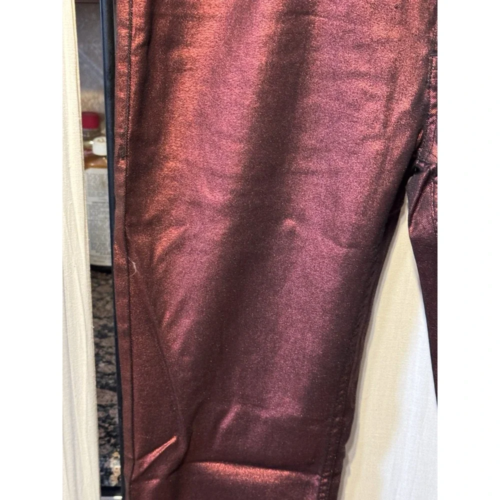 NWT INC International Concept Mens 32 Burgundy Metallic Coated Berlin Slim Jeans